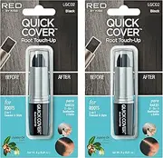 RED by Kiss Quick Cover Root Touch Up Stick Type 2PCS Water-Resistant Temporary Gray Concealer Cover Up Brush for Hair and Beard (Black)