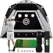 Foldable Golf Net 10x7FT: Easy POP UP Golf Hitting Net with Tri-Turf Mat - Al...