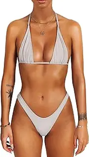 [sofsy] Bikini Swimsuit Bathing Suit Two Piece Swimwear Tie Top or High Cut Bottoms (Top & Bottoms Sold Separately!)
