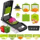 Effortless Vegetable Chopper & Slicer with Container - 8 Blades, Grey