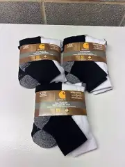 3 Packs Carhartt Mens L Quarter Socks Shoe Size 6 To 12 Bundle Lot New