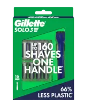 New Gillette Solo 3 Razor With Blades Refill 16 Pack