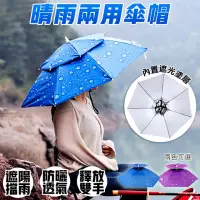 在飛比找momo購物網優惠-雙層晴雨傘帽 頭戴式遮陽傘