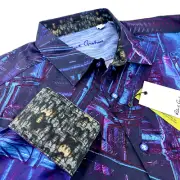 Robert Graham Geometric Embroidery Outer Space Cyborg Themed Shirt $299 2XL