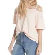 NWT We the Free People Cold shoulder cut out Alex Tee T shirt top rosemoon peach