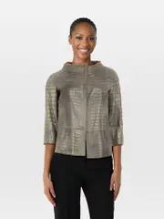 Grey Alligator Jacket with Mink Trim