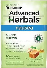 Dramamine Ginger Chews, Relieves Nausea, Lemon Honey Ginger Flavor, 20 Soft Chews