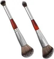 MUSISALY 2pcs Makeup Tools Double-sided Brush Blush Eye Shadow Soft Denser Silkier Fiber Bristles Non-shedding Suitable for Home Salon Use