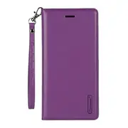 For Apple iPhone 11 Pro Max Hanman Leather Wallet Case Flip Card Holder Slots Magnetic Shockproof Cover (Purple)