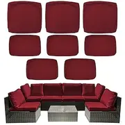 8pcs Outdoor Cushion Slipcovers Outdoor Patio Cushions Covers Replacement Include 5 Backrests and 3 Cushions Waterproof with Zipper for 3-Seat Rattan Sofa Pa
