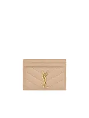 Saint Laurent Cassandre Matelassé Card Case in Grain de Poudre Embossed Leather