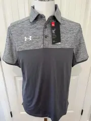 Under Armour Team Podium Golf Polo Shirt Men's 1276227, Small,Gray Space Dyed
