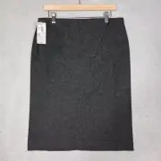 DKNY Skirt Women's 8 Charcoal Wool Blend Pencil Modest Minimalist Career NWT