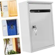 jojofuny Box Report Box Letter Donation Parcel Blocker Slot Drop Safe for Money Post Mail Ballot Small Safe Wall Outdoor Cash Front Suggestion Approved Catcher White Iron Sheet Spray Paint
