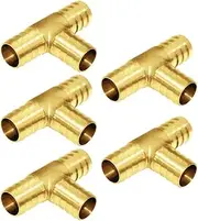 Joywayus 5PCS 1/2" Hose Barb, Tee T 3 way Union Fitting Intersection/Split Brass Water/Fuel/Air