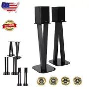 Elegant Fixed Height Speaker Floor Stands with Cable Management - Black Finish