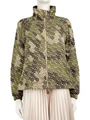 Green Logo Pattern Zip Jacket