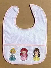 A Pack of 6pcs Pink Edged Cotton Girl Baby bib Cross Stitch Kits, Mum to be Gift, DIY Counted bib Cross Stitch kit
