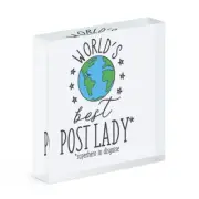 World's Best Post Lady Acrylic Photo Block Frame Funny Joke Favourite Postman