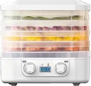 5 Layers Intelligent Fruit Dryer Food Dehydrator Fruit Vegetable Meat Scented Tea Dehydrated Pet Snack Drying Machine Adjustable Temperature LED Screen Timer white