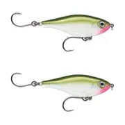2x Rapala 8cm X Rap Twitchin' Mullet Slow Sink Glidebait Fish Lure -Olive Green
