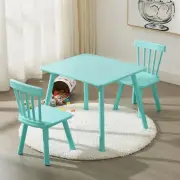 VECELO Kids Table and Chair Set, Wooden Children Playroom 3 Piece Green