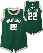 Outerstuff Khris Middleton Milwaukee Bucks Green #22 Newborn Infants Team Color Home Bodysuit Romper Jersey