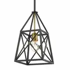 Z-Lite 447MP Matte Black / Olde Brass Trestle 8"W Cage Mini Pendant