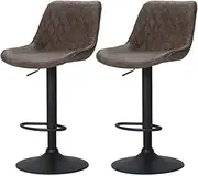[Artiss] Bar Stools Stool Set of 2 Kitchen Counter Barstools Dining Chair Leather Brown in 60-80cm Seat Height Floor for Home Bar Dining Room Cafe Outdoor Indoor