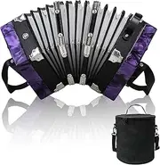 Concertinas，20 Buttons Accordion For Adults Professional Accordion for Beginners, Adjustable Hand Strap, Musical Instrument Accessories With Carrying Bag, Harmonica,Wipe Cloth (purple)