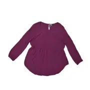 Torrid Plus Size 0 Purple Blouse NEW Rayon Crew Neck Long Sleeve Solid Women's