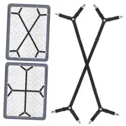 Bed Sheet Fasteners, Adjustable Triangle Elastic Suspenders 2 PCS - Black