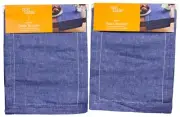 Our Table Locklin Table Runner 14" x 72" Cotton/Linen Blend Blue Denim (2-Pack)