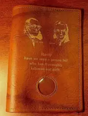 Alcoholics Anonymous AA Tan Big Book cover Founders Medallion Coin Token Holder