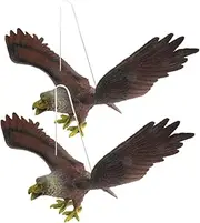 HIAKDOFT 2Pcs Outdoor Eagle Ornament for Garden Decoration Realistic Eagle Design Rotating Bird Deterrent with Fine Details for Scaring Away Birds
