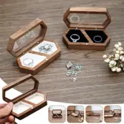 Walnut Wood Ring Box Jewelry Display Wedding Engagement Proposal Gift Vintage