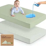2-Pack Protect+ Waterproof Crib Mattress Protector (Quin, Soft Fern)