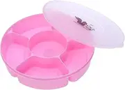 Operitacx Snack Serving Tray 6 Compartment Divided Candy Plate with Lid Nut Plate Appetizer Tray Decorative Candy Containers for Festival Party（Random Color）