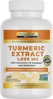 Nature's Lab Turmeric Curcumin C3 Complex 1000mg - Turmeric Extract 1000mg & BioPerine 5mg Standardized to 95%, Promotes Cardiovascular, Immune, Joint, Skin Health - 120 capsules (60 day supply)