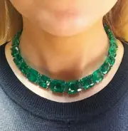 Luxury Cushion-Cut Emerald Choker Necklace – 925 Sterling Silver Jewelry