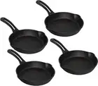 Pre-Seasoned Mini Round Cast Iron Skillet, 4 Pack, Black, (2MIR-19050)