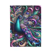 Velveteen Plush Blanket Peacock Retro Glam Artwork Gemstones Ribbons