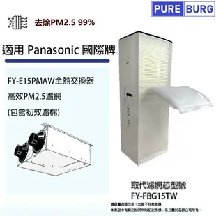 適用Panasonic國際牌 FY-E15PMAW全熱交換器 / 新風機替換用PM2.5高級濾網濾芯FY-FBG15TW