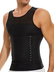 [Clevvets] Men's Shapewear Vest Compression Tank Top Slimming Body Shaper with Tummy Control Waist Trainer for Men
