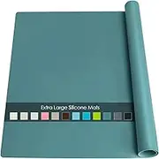 Extra Large Silicone Countertop Mat, Kitchen Counter Protector Nonslip Heat Resistant Desk Mat for Crafts, Kids Dinner Placemat, Pastry Dough Rolling, Dark Green
