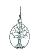 Sterling silver tree of life earring oval shape hanging on earwires