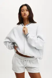[Body] Body - Plush Zip Through Bomber - Cloudy grey marle/folkstone grey L CLOUDY GREY MARLE/FOLKSTONE GREY