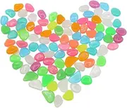 Kisangel 100pcs Fish Tank Pebbles Decked Embellishments Decore Glow in The Luminous Pebbles Glowing Stones Fish Aquarium Decoration Glow Gravel Luminous Stone