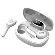 T9S TWS Wireless bluetooth 5.0 Earphone LED Display Stereo Portable Earbuds Headphone with Mic WHITE COLOR