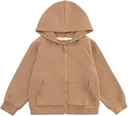 [HahaNice] Toddler Kids Hoodies Solid Zip Up Hooded Sweatshirt for Boys or Girls